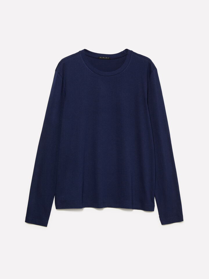 Blue long sleeve t-shirt - women's long sleeve t-shirts - Dark Blue | Sisley image number 5